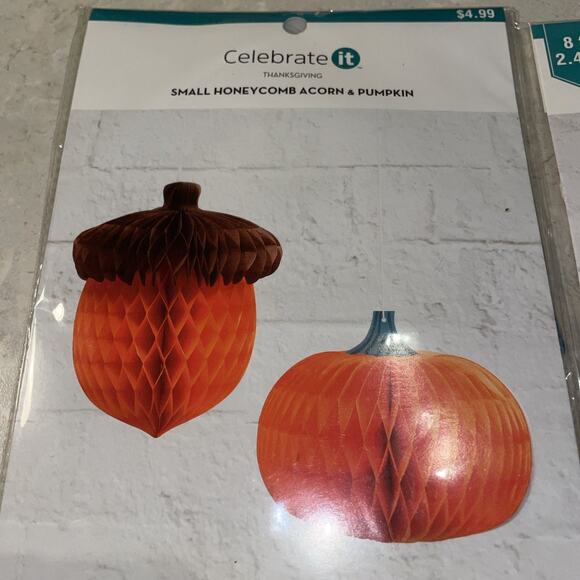 Celebrate It Thanksgiving Paper Banner/honeycombs Thanksgiving Fall Decor NIP - Picture 3 of 4